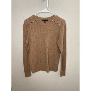Banana Republic Womens Brown Cable Knit Sweater M nylon pullover long sleeve